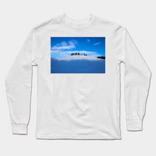 Snowy mountain top with trees Long Sleeve T-Shirt